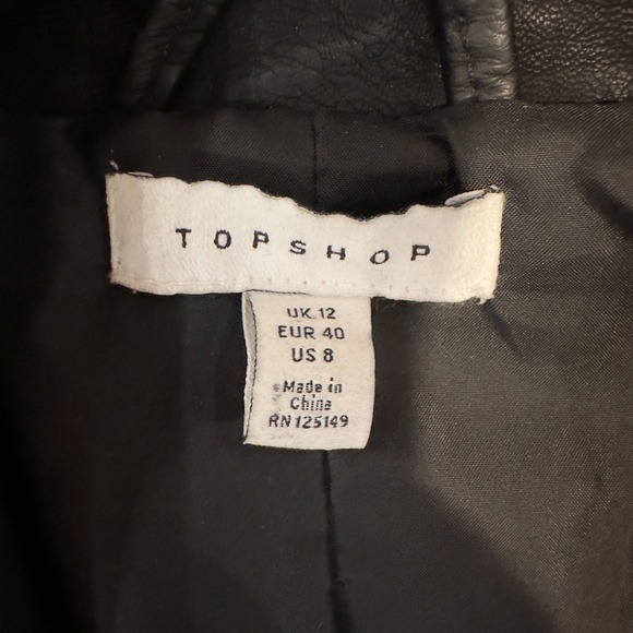 Topshop Faux Leather Black Moto Jacket Womens Size US 8-Zipped Sleeve-Super Cute - Picture 3 of 16